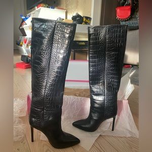 Paris Texas Black crocodile embossed boots Size 37. BRAND NEW condition